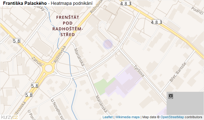 Mapa Františka Palackého - Firmy v ulici.