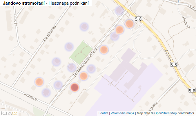 Mapa Jandovo stromořadí - Firmy v ulici.