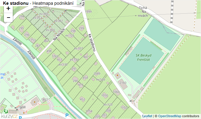 Mapa Ke stadionu - Firmy v ulici.