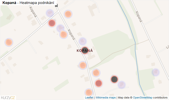 Mapa Kopaná - Firmy v ulici.