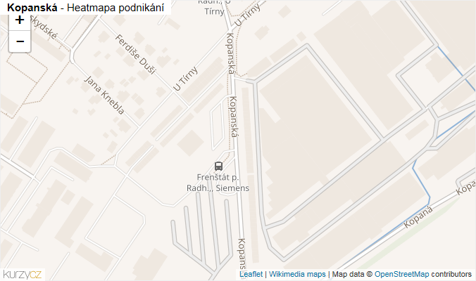Mapa Kopanská - Firmy v ulici.