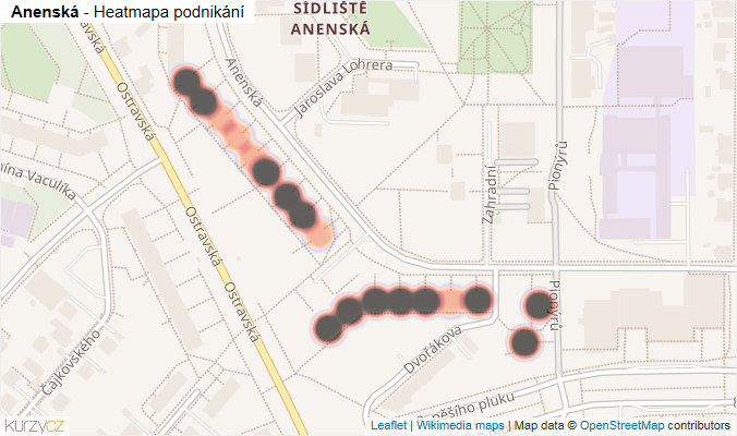 Mapa Anenská - Firmy v ulici.