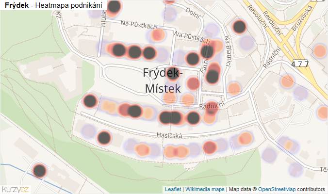 Mapa Frýdek - Firmy v části obce.
