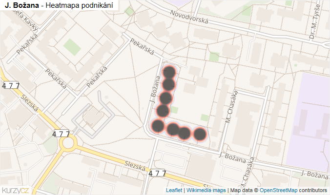 Mapa J. Božana - Firmy v ulici.