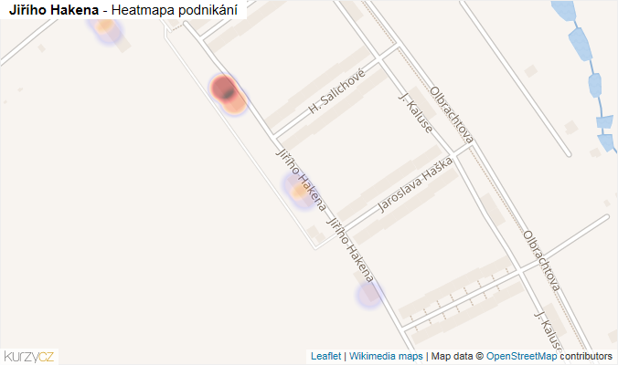 Mapa Jiřího Hakena - Firmy v ulici.