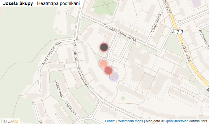 Mapa Josefa Skupy - Firmy v ulici.