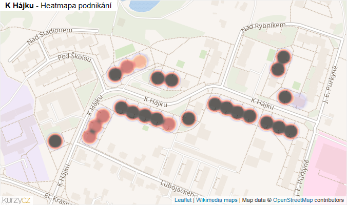 Mapa K Hájku - Firmy v ulici.