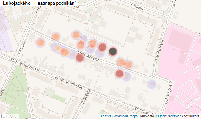 Mapa Lubojackého - Firmy v ulici.