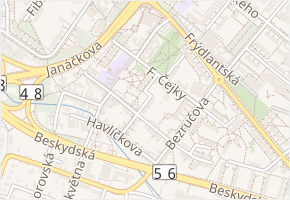Maxima Gorkého v obci Frýdek-Místek - mapa ulice