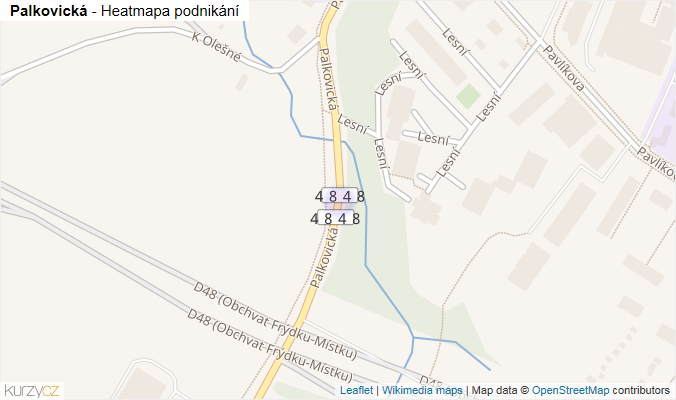 Mapa Palkovická - Firmy v ulici.