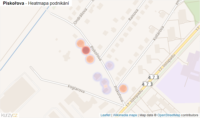 Mapa Piskořova - Firmy v ulici.