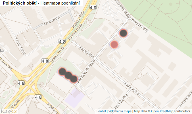 Mapa Politických obětí - Firmy v ulici.