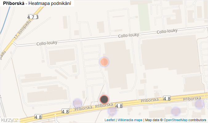 Mapa Příborská - Firmy v ulici.