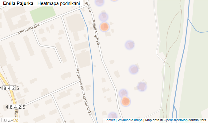 Mapa Emila Pajurka - Firmy v ulici.