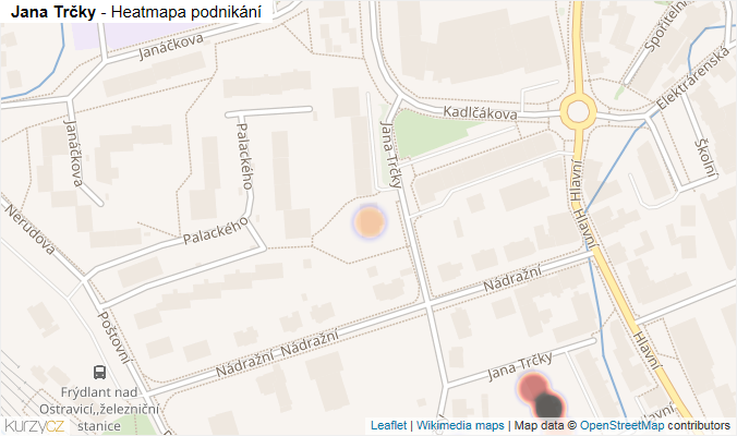 Mapa Jana Trčky - Firmy v ulici.