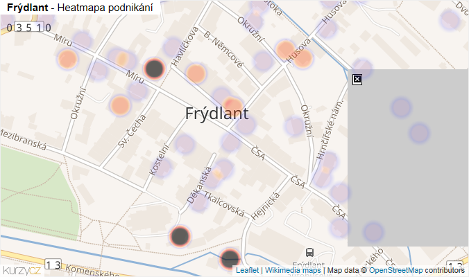 Mapa Frýdlant - Firmy v části obce.