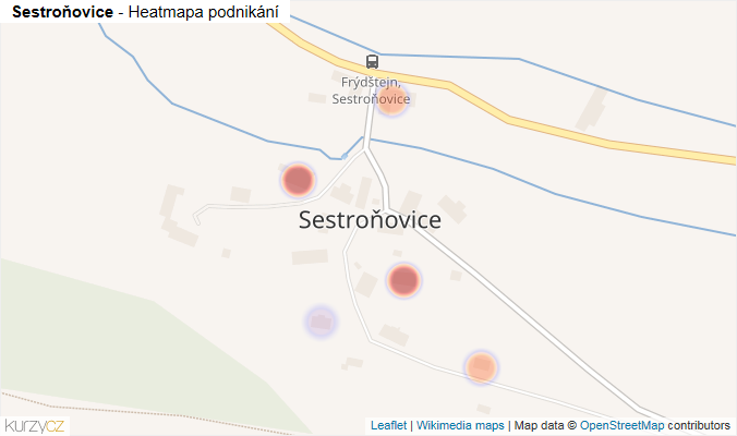 Mapa Sestroňovice - Firmy v části obce.