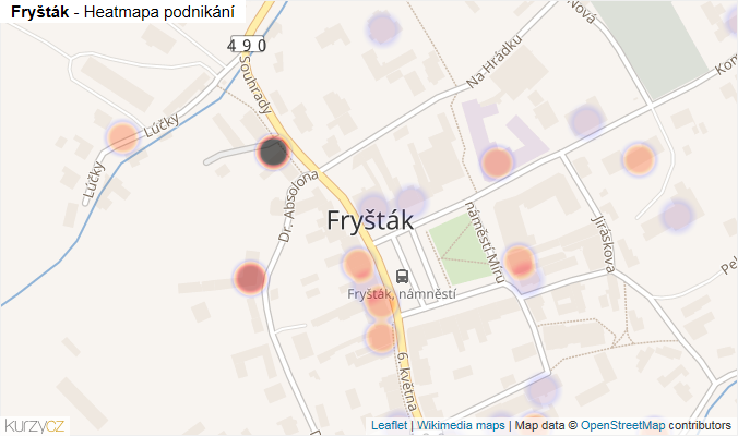 Mapa Fryšták - Firmy v části obce.