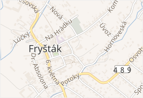 Jiráskova v obci Fryšták - mapa ulice