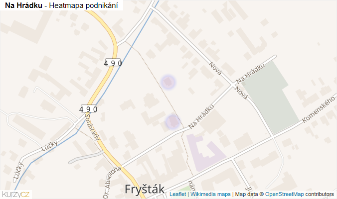 Mapa Na Hrádku - Firmy v ulici.