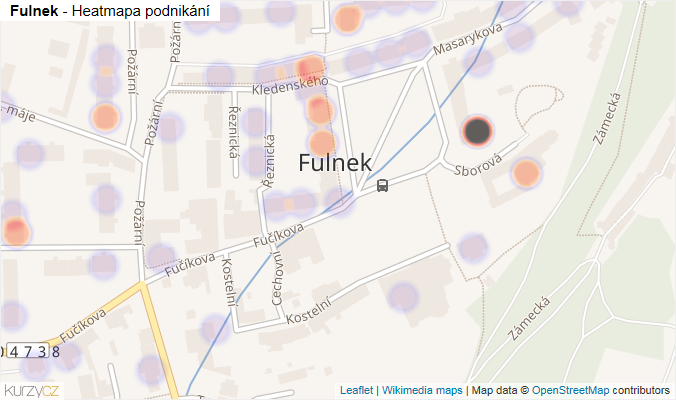 Mapa Fulnek - Firmy v části obce.