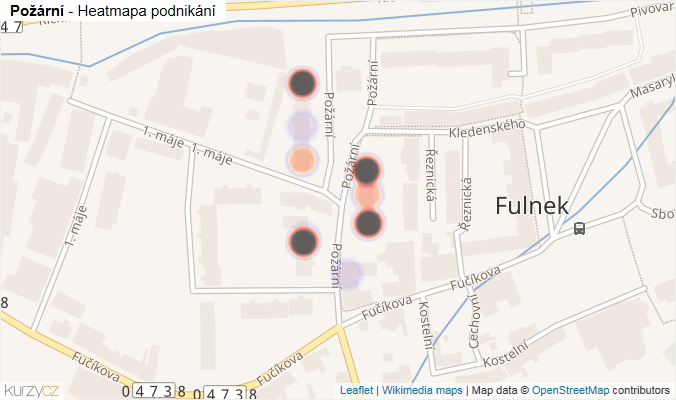 Mapa Požární - Firmy v ulici.
