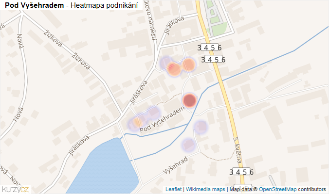 Mapa Pod Vyšehradem - Firmy v ulici.