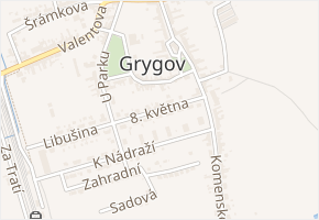 8.Května v obci Grygov - mapa ulice