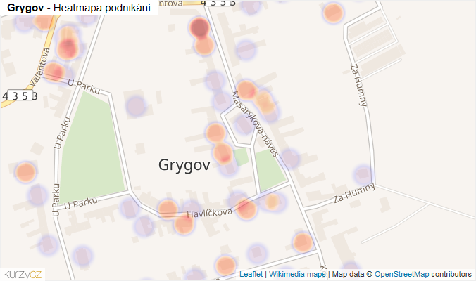Mapa Grygov - Firmy v části obce.