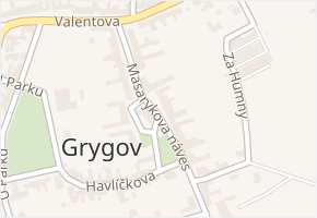 Masarykova náves v obci Grygov - mapa ulice