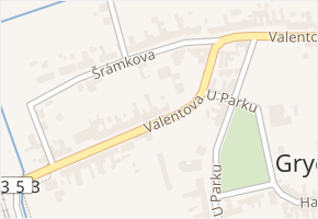 Valentova v obci Grygov - mapa ulice