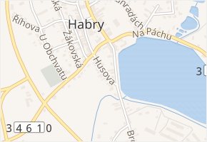 Husova v obci Habry - mapa ulice