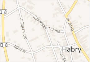 Žákovská v obci Habry - mapa ulice