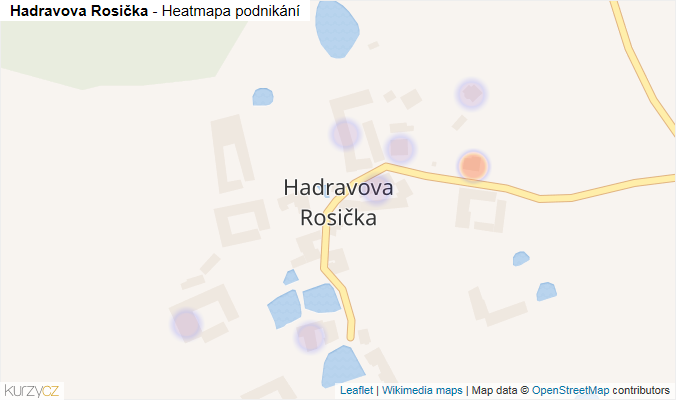 Mapa Hadravova Rosička - Firmy v části obce.