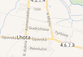Gudrichova v obci Háj ve Slezsku - mapa ulice