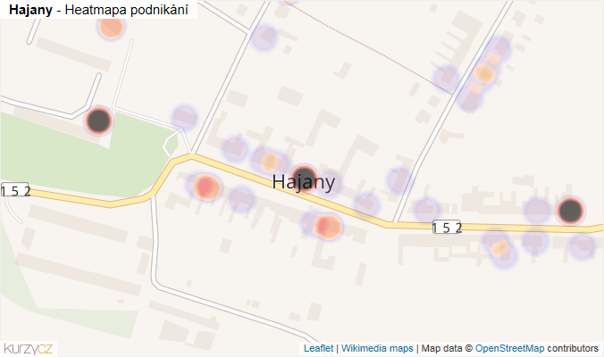 Mapa Hajany - Firmy v části obce.