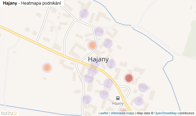 Mapa Hajany - Firmy v části obce.