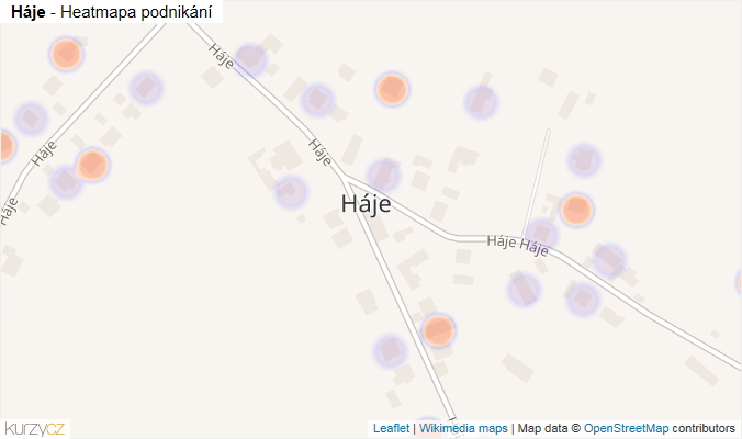 Mapa Háje - Firmy v části obce.