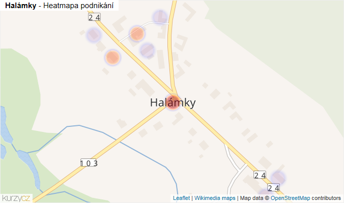 Mapa Halámky - Firmy v části obce.
