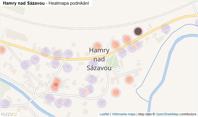 Mapa Hamry nad Sázavou - Firmy v části obce.