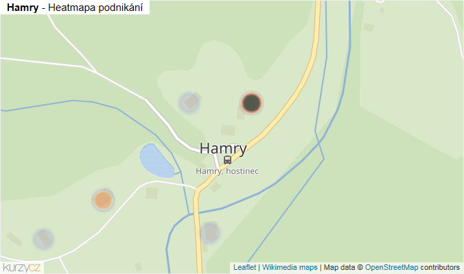 Mapa Hamry - Firmy v části obce.