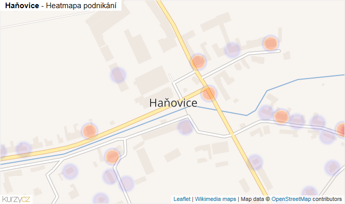 Mapa Haňovice - Firmy v části obce.
