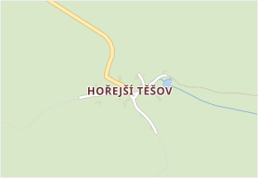 Hořejší Těšov v obci Hartmanice - mapa části obce