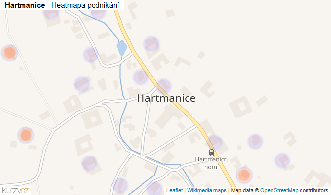 Mapa Hartmanice - Firmy v části obce.