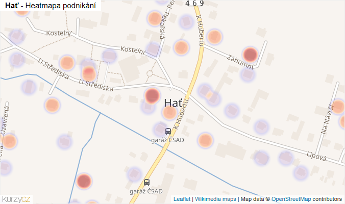 Mapa Hať - Firmy v části obce.