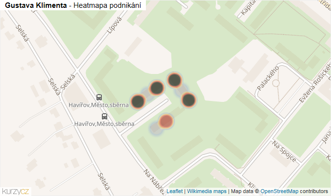Mapa Gustava Klimenta - Firmy v ulici.