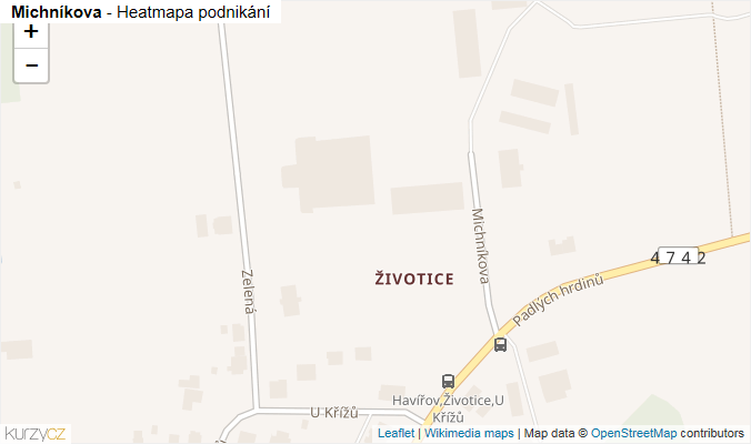 Mapa Michníkova - Firmy v ulici.