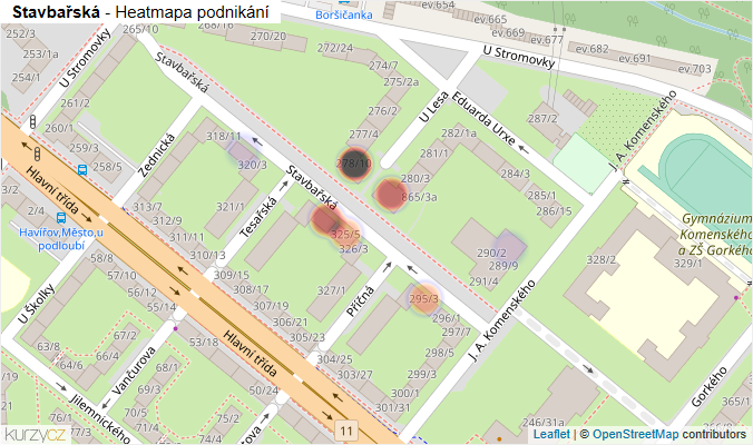 Mapa Stavbařská - Firmy v ulici.