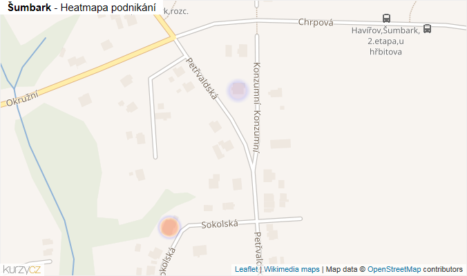 Mapa Šumbark - Firmy v části obce.