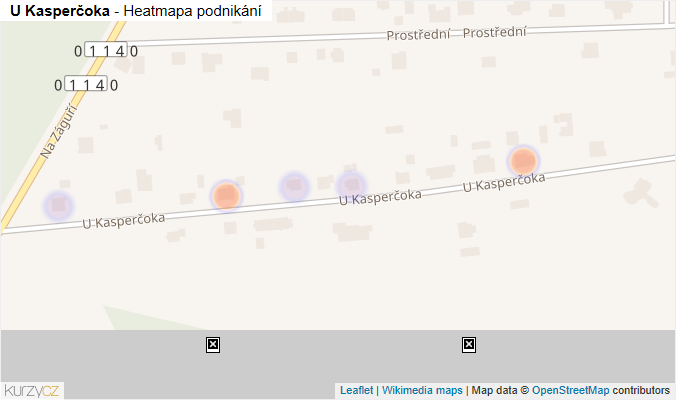 Mapa U Kasperčoka - Firmy v ulici.